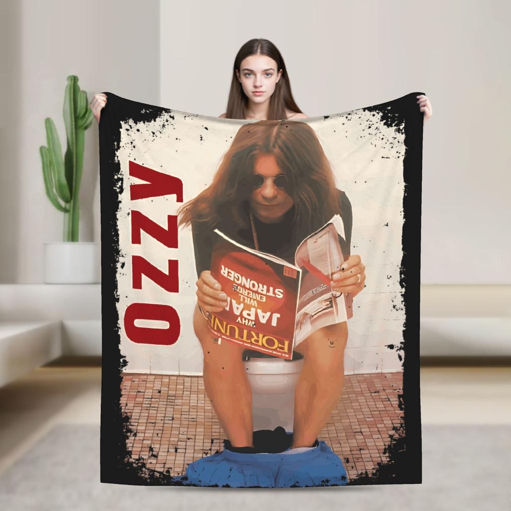 Ozzy RIP Ozzy Osbourne Koc w stylu vintage Koc podróżny do biura Koc flanelowy na zewnątrz Ciepły Miękki Wysokiej jakości Pled Prezent