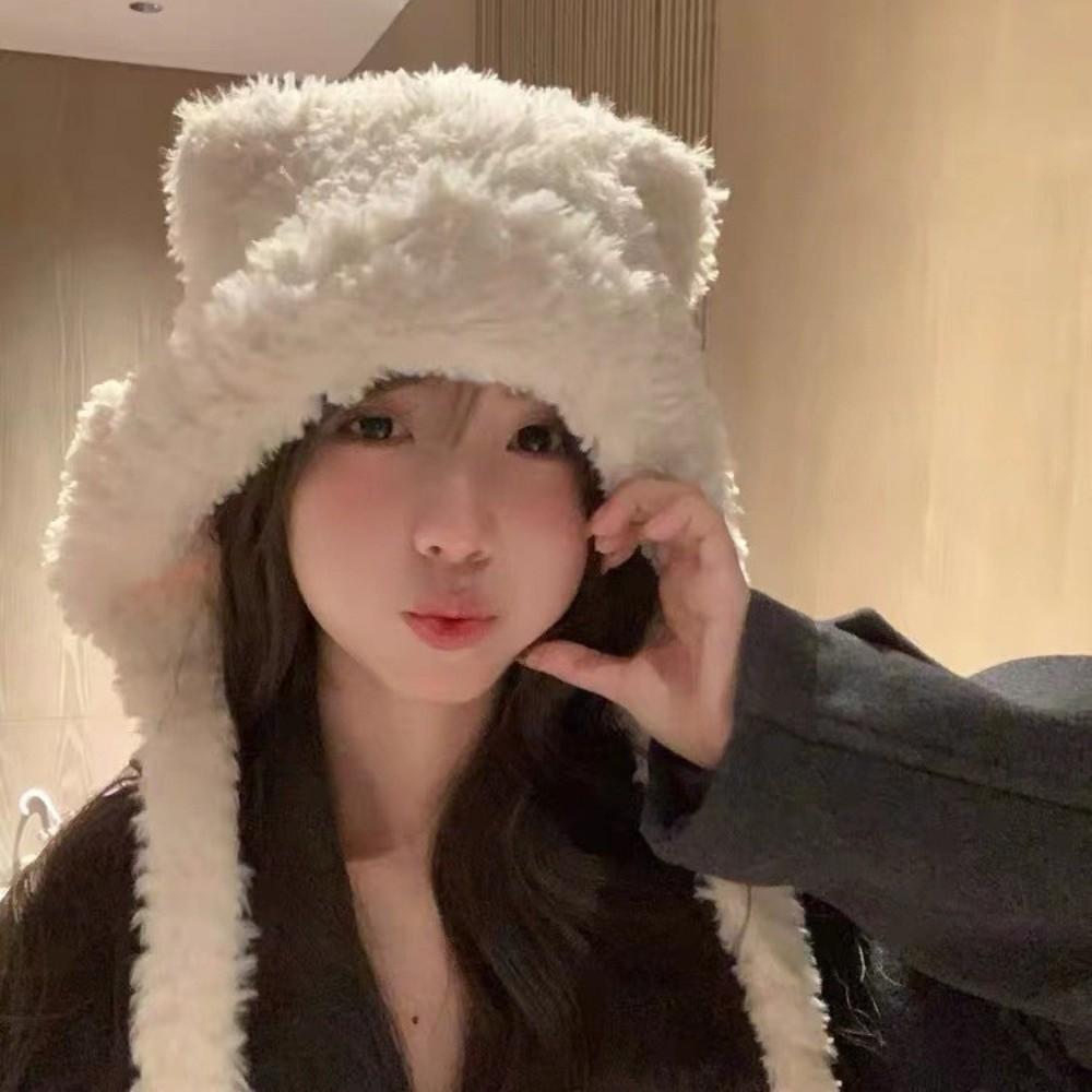 Cold-proof Knitted Woolen Hat Bear Ear Ear Protection Cap Fashion Beanies Cap  Outdoor