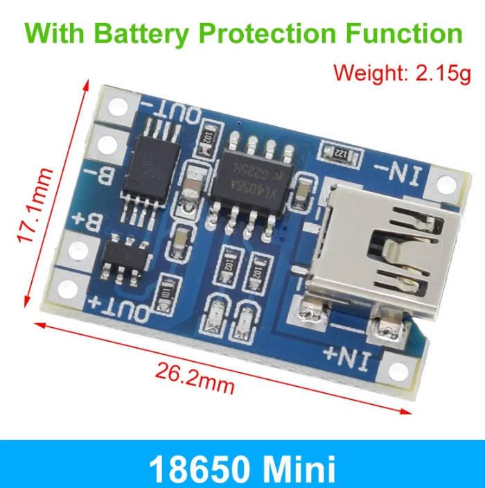 TP4056 18650 Lithium Battery Charger Board | 3.7V/3.6V/4.2V with 1A Overcharge & Over-discharge Protection