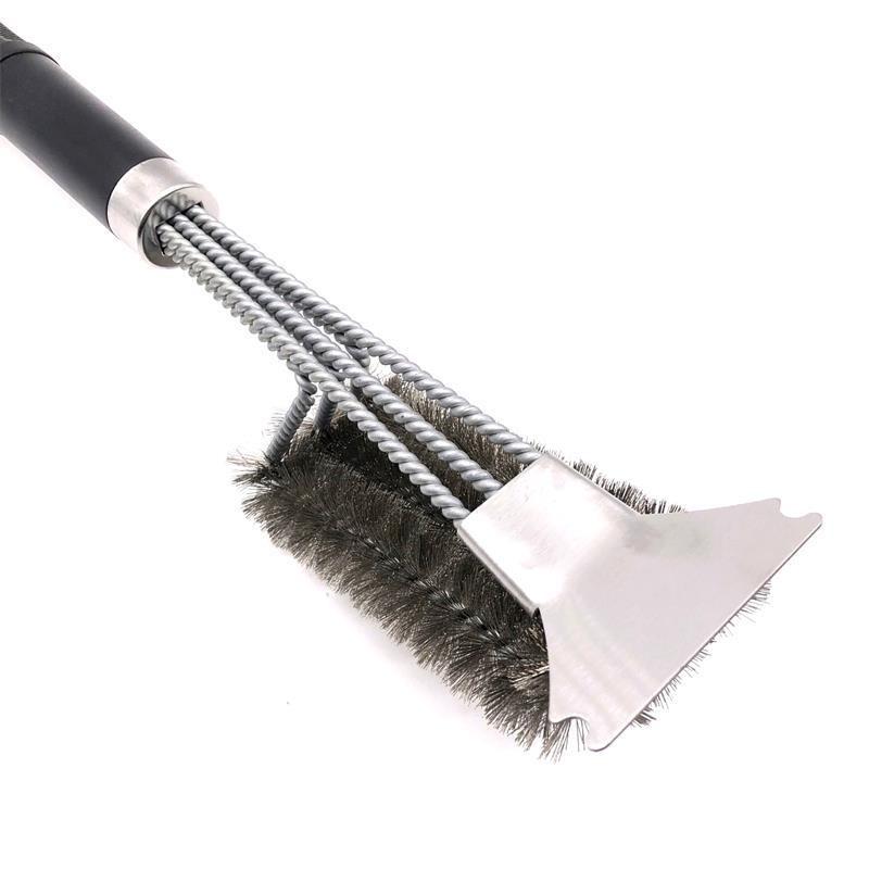 Removable Head Handle Stainless Steel Barbecue Cleaning Brush