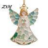 Coastal Style Holiday Decor 2Pcs Sea Glass Christmas Ornament, Seaglass Heart Bird Angel Tree Star Party Decoration Snowman Pendant, Handmade
