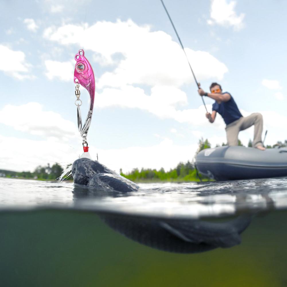 Zinc Alloy Rotating Feather Hook Sequin Lifelike Artificial Bait Fishing Lure Swimbait Accessory