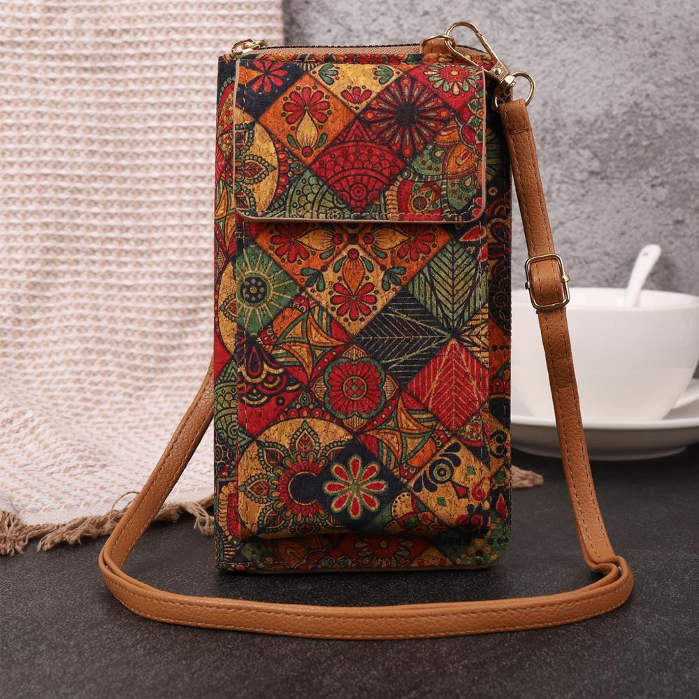 Retro Bohemian Style Geldbörse Klappe Umhängetaschen Frauen Mini PU Leder Schulter Geldbörsen und Handtaschen für Mädchen Damen Telefon Blume Designer Tasche