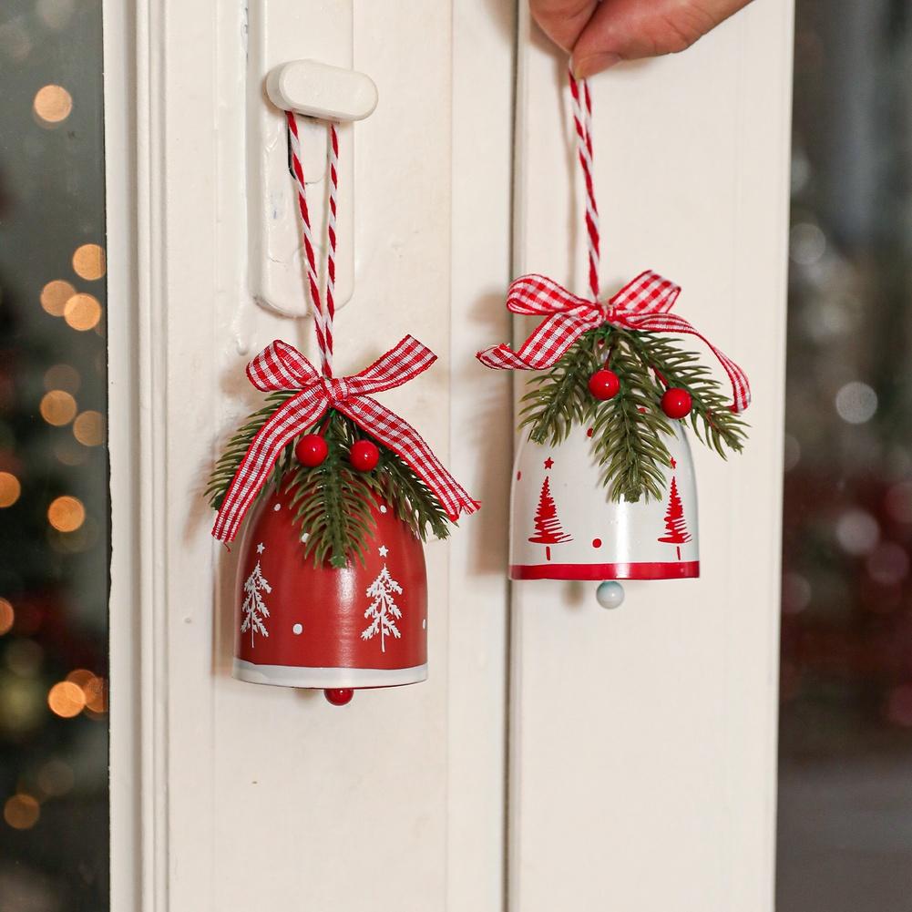 Holiday Wrought Iron Bell Bow Wind Chime Ornament for Tree Wall Door Hanging Decoration with Strong Metal Build
