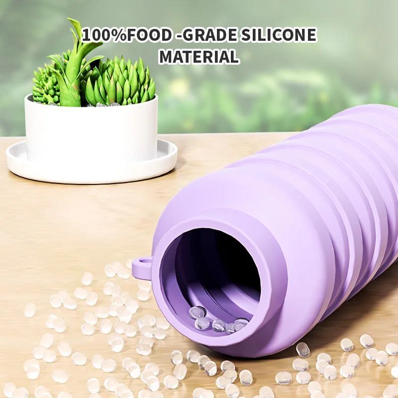 Portable Foldable Silicone Water Bottle, Collapsible Reusable Travel Drinking Cup, BPA Free Outdoor Hiking Camping Sports Water Bowl