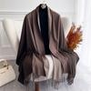 Fashion Solid Cashmere Warm Scarf for Women New Design Pashmina Winter Double Color Shawl Wraps Bufanda Tassel Blanket Poncho