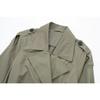 Autumn Spring Women with Belt Solid Double Breasted Trench Vintage Lapel Neck Long Sleeves Female Chic Lady Jacket