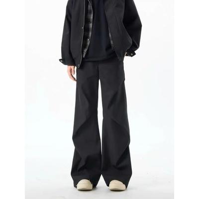 Women's Black Oversized Wide-Leg Pants Loose Casual High-Waisted Trousers