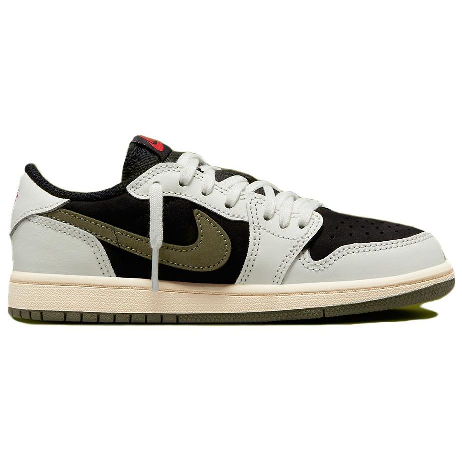 Dětské tenisky Travis Scott x Air Jordan 1 Retro Low OG SP PS Olive White Sail University-Red DZ5909-106