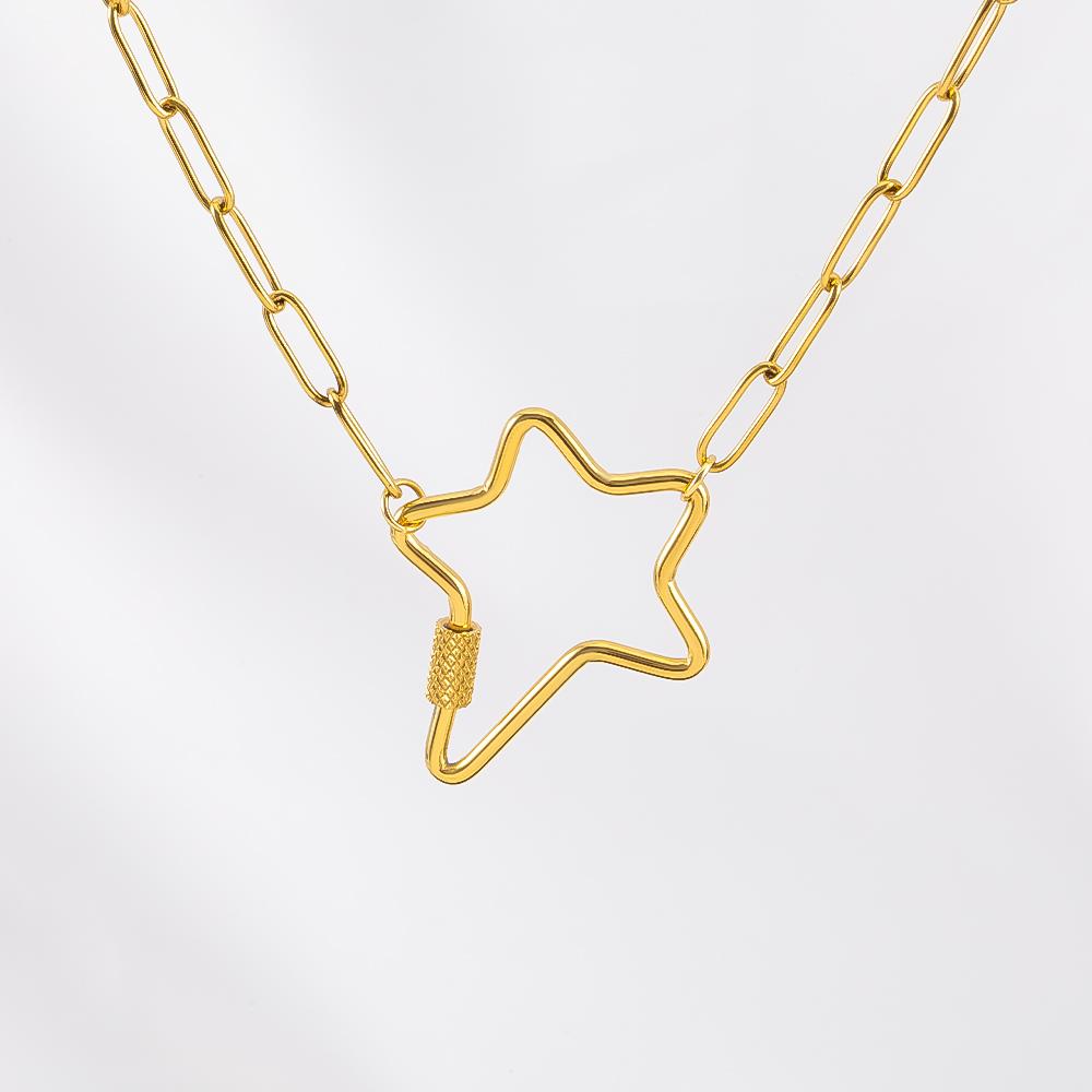 2 Stück 1 Stück Stern Herz Rahmen Anhänger Verbinder Edelstahl Halskette Kette Verstellbare Verlängerungskette Karabinerverschluss DIY Schmuckherstellung