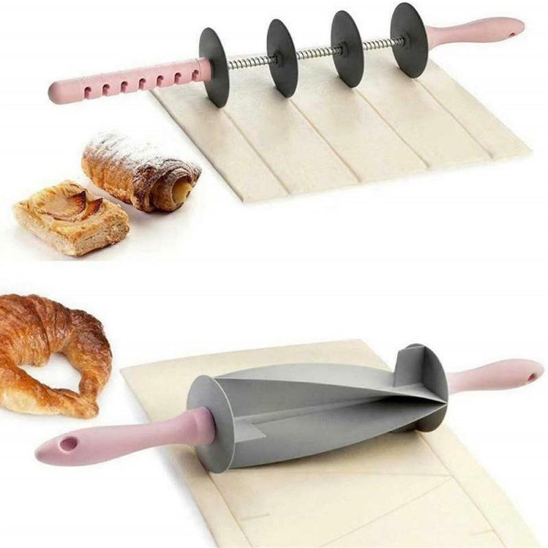 1 Pc Rolling Pin Multi-function Bread Set Adjustable Blade Roller Pins Croissant Cutter