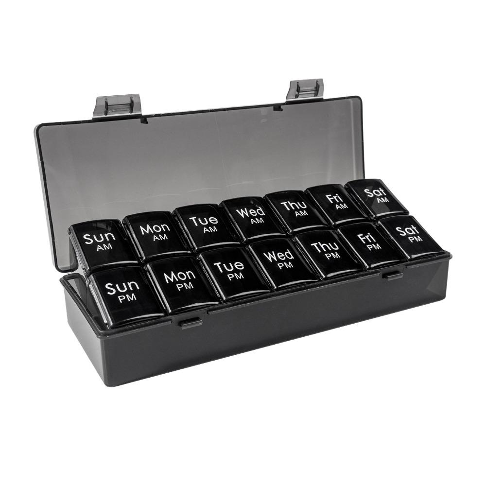 

New Hot Weekly Large Portable Premuim Pill Box Cases Organizer 7 Day 14 Grids Storage for Medicine Vitamin Supplements Fish Oils