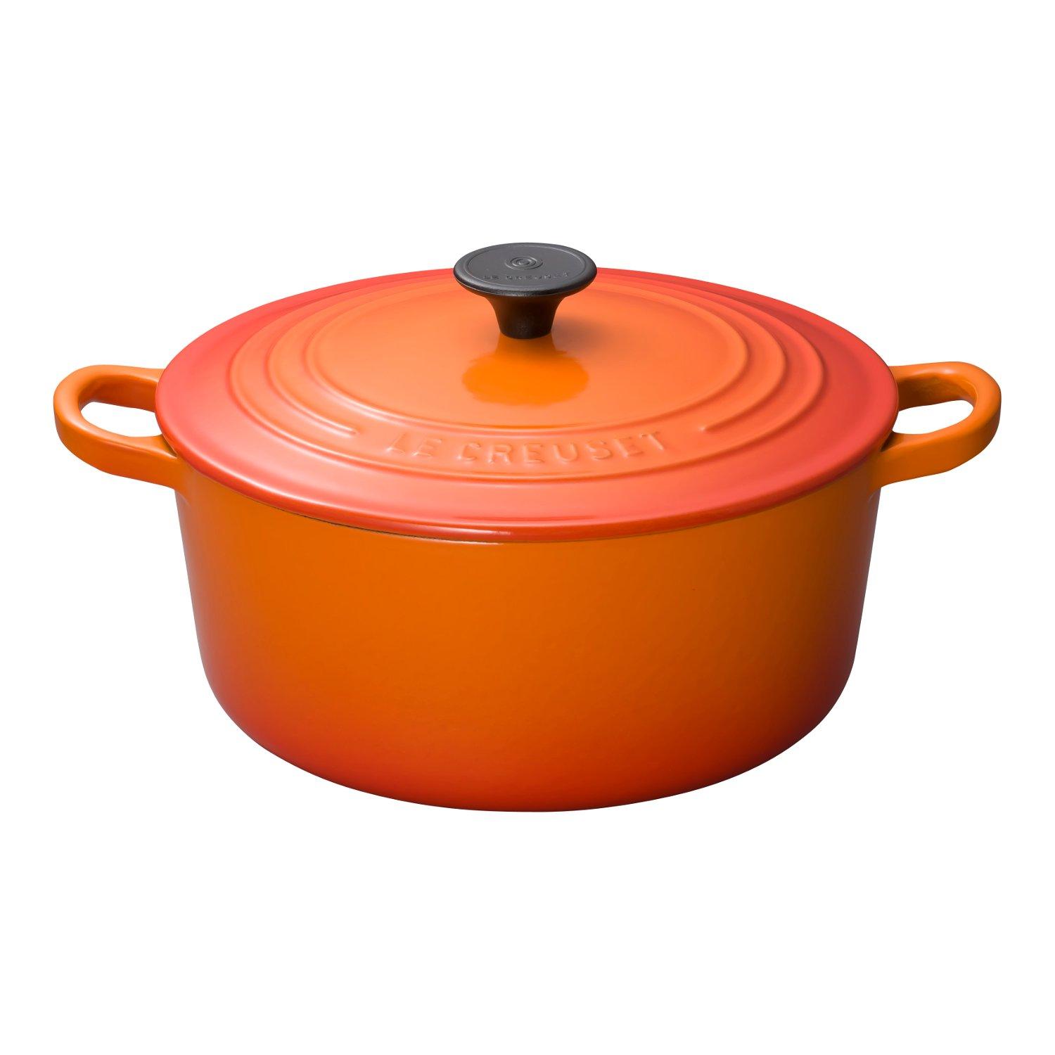 

Le Creuset Чугунная эмалированная кастрюля Кокот Круглая 22 см Оранжевая Газ Индукция Духовка Совместимая Японский [Официальный продукт] оранжевый
