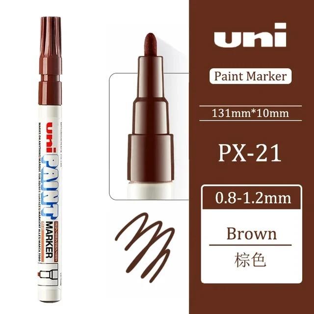 1pcs Japan UNI Paint Marker PX-21 Oil-based Permanent 0.8-1.2mm Tire Touch Up Painting Waterproof Graffiti Art Supplies