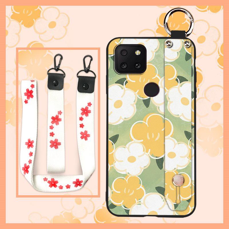 Back Cover Wrist Strap Phone Case For TCL T-Mobile Revvl 5G Phone Holder Flower Soft case Waterproof Ring Lanyard