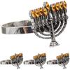 Amosfun 4pcs Menorah Napkin Rings Alloy Napkin Holders for Hanukkah Table Decorations Elegant Buckles for Holiday Dinners Parties and Special
