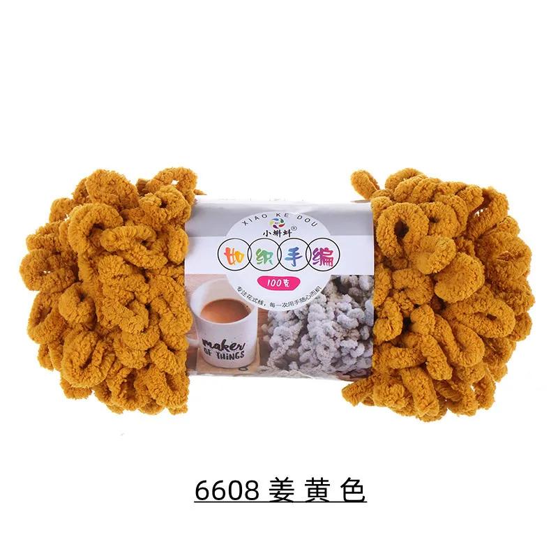 5 Stück 100g/Rolle Flauschiges Fingerloop-Garn Ohne Nadeln Polyester Dickes Riesen-Chenille-Garn für Handgestrickte Decken Schals
