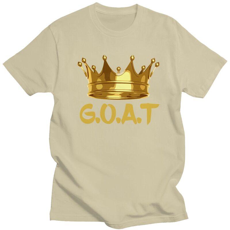 Golden Crown GOAT King TShirt Pure Cotton Tees Shirt Streetwear Tshirts Casual ShortSleeve Clothes For Men Birthday Gift