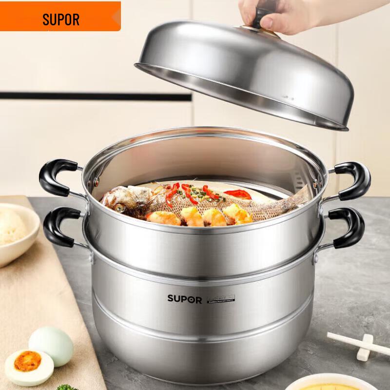 

SUPOR 30CM Double-Layer Stainless Steel Steamer Pot