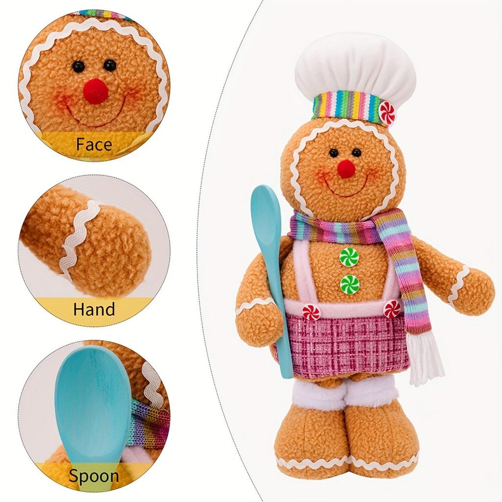 1pc/2pcs Cartoon Christmas Doll Ornaments Christmas Telescopic Gingerbread Man Doll Colorful Gingerbread Window Ornaments, Christmas Decoration