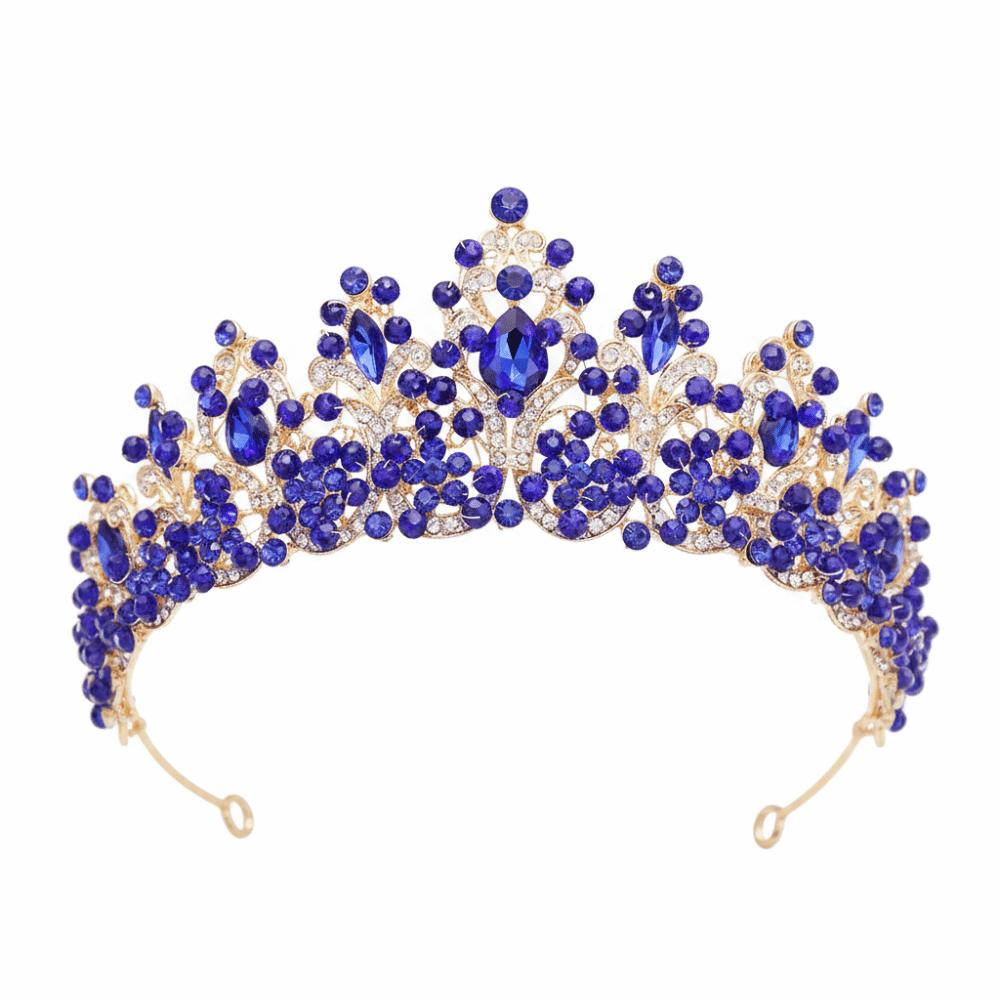 Exquisite Crystal Crown Luxurious Baroque Headpiece Beaded Headpiece Bridal Tiara Wedding синий