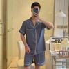 Men's Ice Silk Luxury Shorts & Short Sleeve Set - Korean Style for Teen Boys