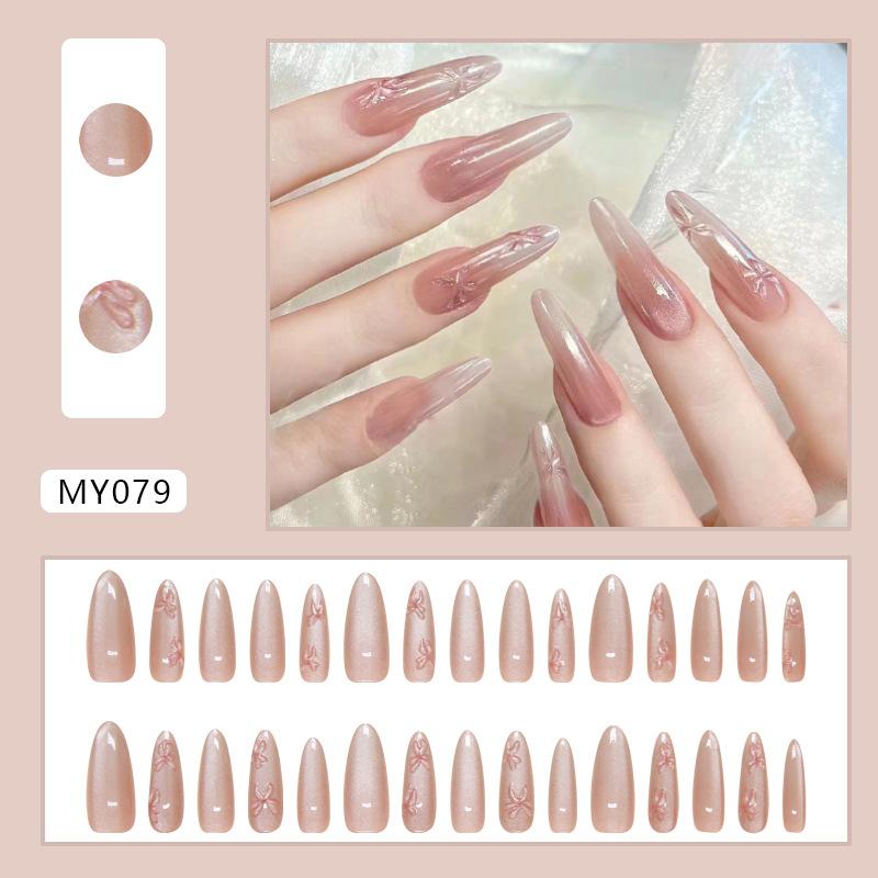 Cat s eye wearing nail piece Removable three-dimensional butterfly nail piece Sweet piece Advanced nail patch 30 pieces