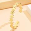 18K Gold-Plated Stainless Steel C-Shaped Open Bangle with Fashion Fresh Flower Design