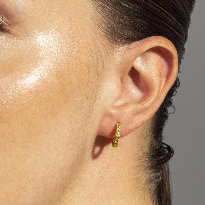 Boucles D'oreilles Luxenter En Argent 925 Avec Zircons Bruns Finis En or Jaune 18K - Valarys