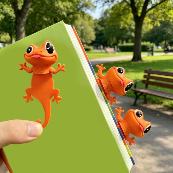 Funny Gecko Bookmark 3D Printed Lizard Page Clip Novelty Animal Bookmark for Readers