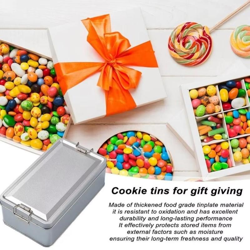 Retro Rectangular Iron Storage Container Non-toxic Tight Lid for Cake Candy Homemade Pastry Gifting Friends Family