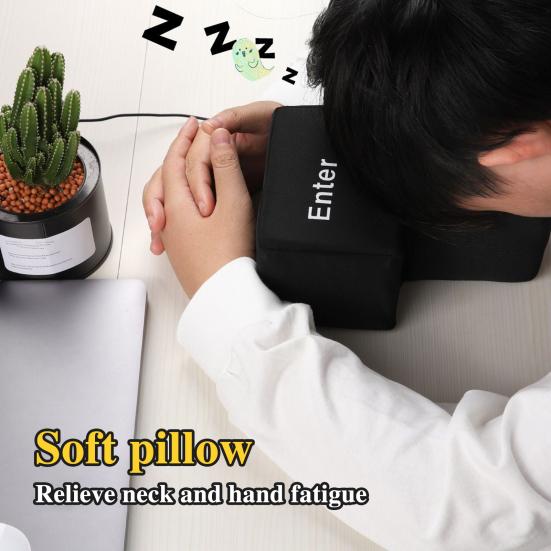Large Enter Button USB Powered Stress Relief Big Enter Key Toy Ergonomic Enter Button Pillow Sponge Cushion Desktop Decoration
