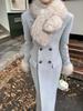 Women's Elegant White Wool Coat - Slimming High-End Winter 2024 Down Liner