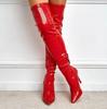 Damen Sexy Oberschenkelhohe Stiefel Schlangenprint Leder Spitze Über das Knie Seitenreißverschluss 11CM Dünner Hoher Absatz Partyschuhe