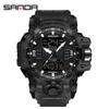 SANDA Women's Trendy LED Dual Display Waterproof Watch with Hourly Chime