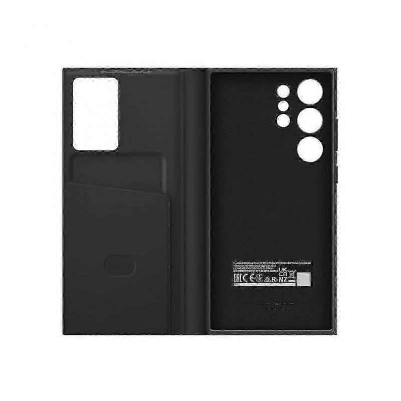 Original Samsung Smart View Plånboksfodral med Flik för Samsung Galaxy S23 Ultra SM-S918B S-View Telefonskal Skyddssvart SZRH A-S