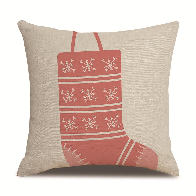 Christmas Pattern Single Sided Linen Pillow Case Living Room Pillow Case Bed Pillow Case Bedroom Pillow Case