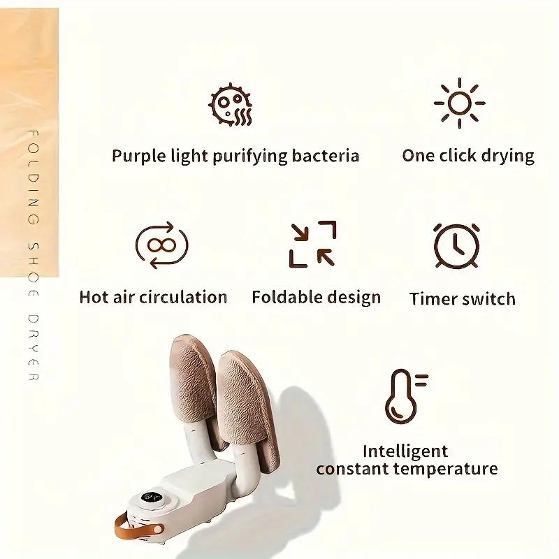 1pc Shoe Dryer, Boot Dryer, Portable Multifunctional Folding Temperature Control Timing Ultraviolet, Eliminate Odors, Suitable For All Kinds Of Shoes