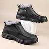 Mens Warm Lined Leather Martin Boots Winter Casual High Top Shoes With Wool Lining Round Toe