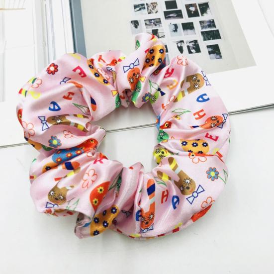 Women Hair Tie High Elasticity Colorful Easter Egg Print Hair Scrunchy Smooth Satin Texture Ponytail Holder Versatile Hair Accessory
