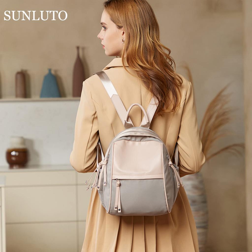 SUNLUTO Women's Backpack, Cute and Stylish, Small, 10 Pockets, Large Capacity, Fits a 9.7-inch iPad, Mini Bag, Waterproof, Lightweight, Oxford + PU