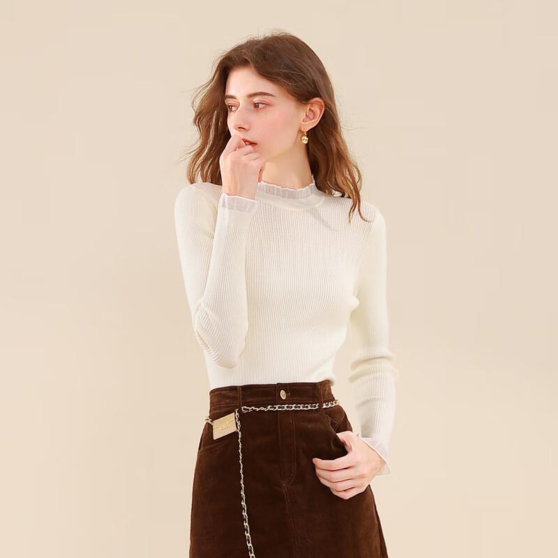 Sancai 2025 Winter Women's Slim-Fit Knit Sweater with Glass Yarn Patchwork