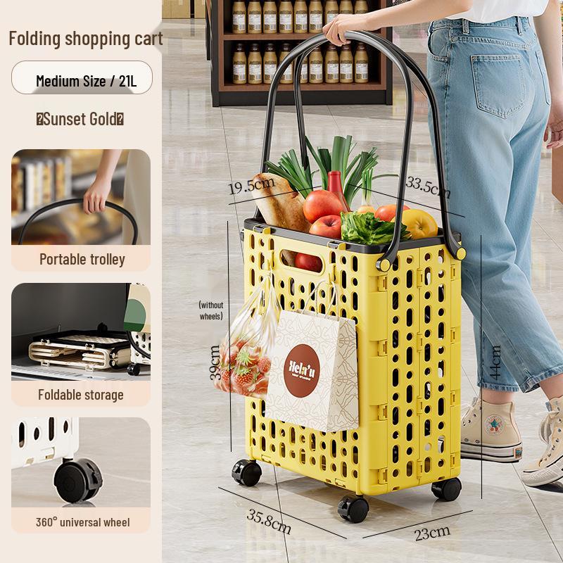 Foldable Multi-Functional Handcart: Compact Trailer for Shopping, Vegetables, and Express Pickups