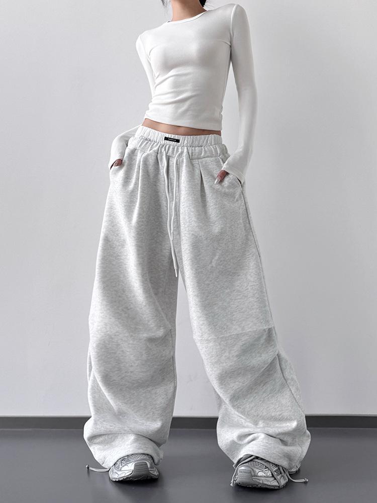 2025 Popular Women's Autumn Wide-Leg Sports Pants with Double Waistband