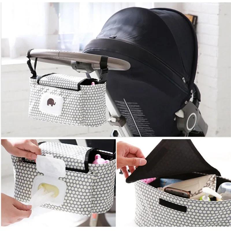 Non-Toxic Baby Stroller Organizer Bag Mummy Diaper Bag Hook Baby Carriage Waterproof Large Capacity Stroller Accessories Travel Nappy