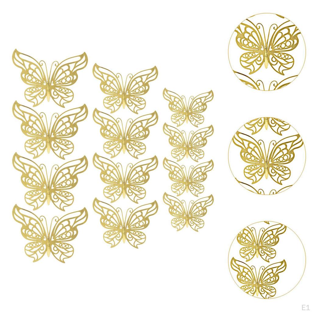 12 Count 3D Hollow Butterfly Wall Stickers for Event Decoration in Multiple Sizes
