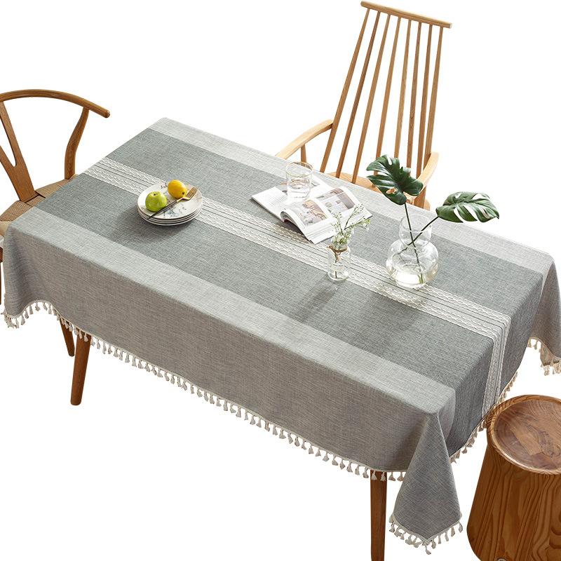 Jacquard Table Flag Imitation Cotton And Linen Fringed Tablecloth, Rectangular Coffee Table Dining Table Cloth Cover Lace