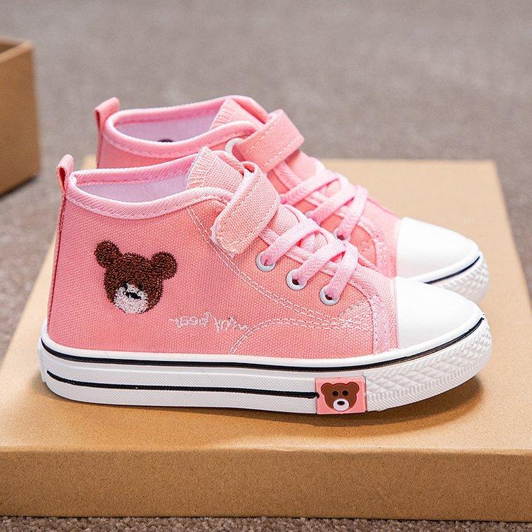 

Повседневная обувь для девочек весна и осень новая детская парусиновая обувь с высоким верхом мужская, для детей среднего и малого возраста дышащая с мягкой подошвой детская обувь тренд 37 розовый