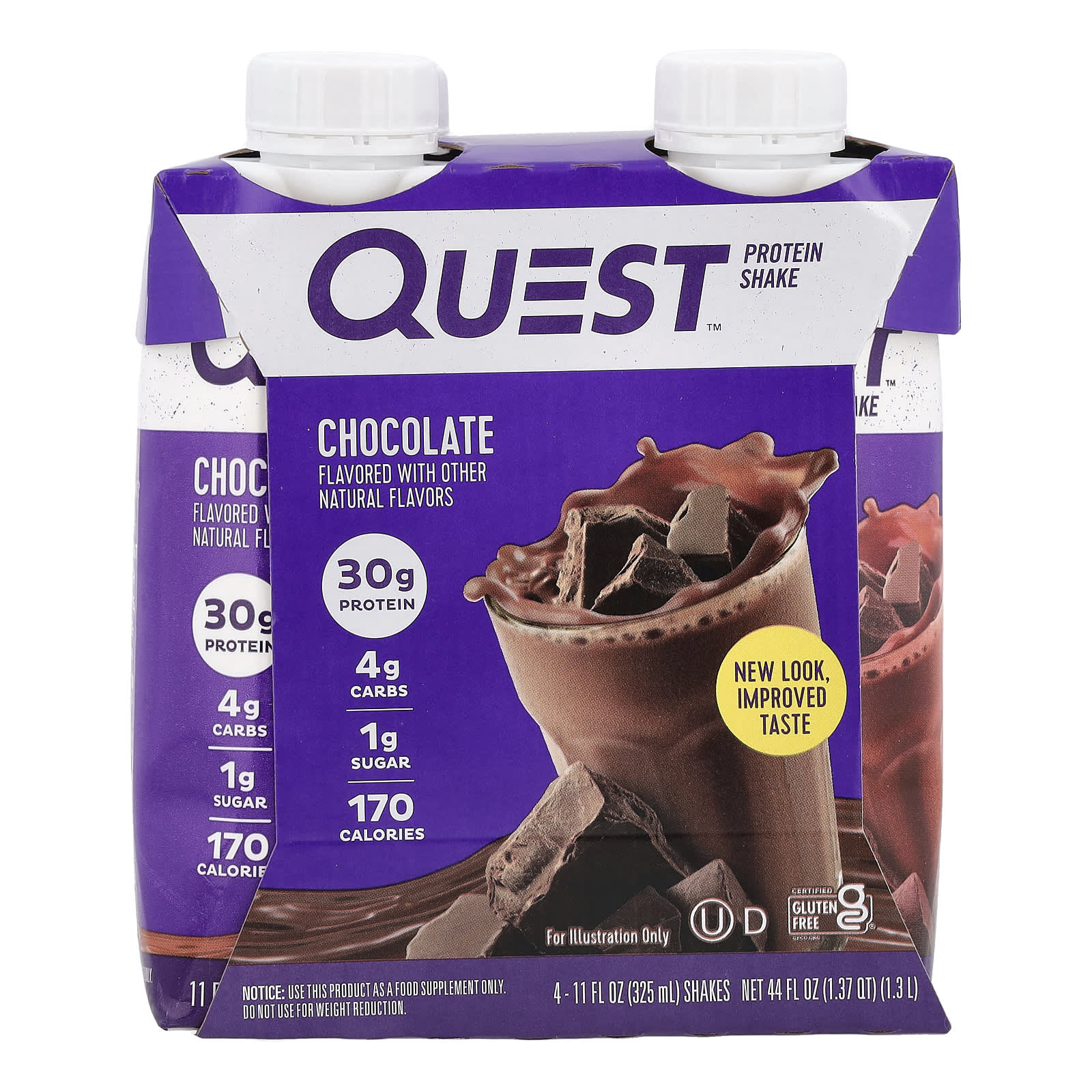 

Quest Nutrition, Protein Shake, Chocolate, 4 Count, 11 fl oz (325 ml) Each