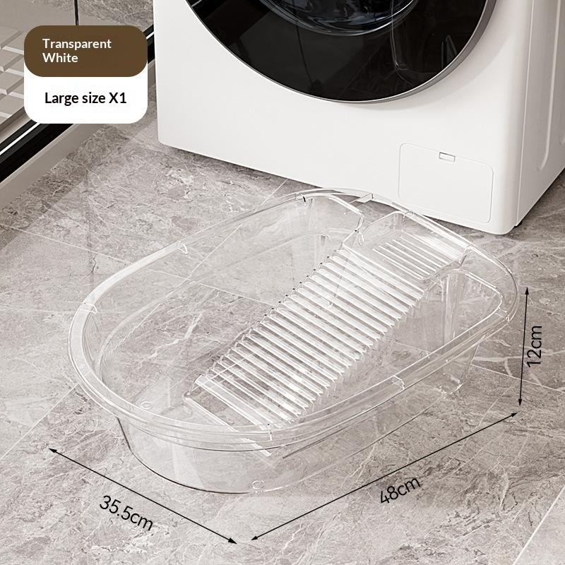 Laundry Basin With Washboard Integrated Household Plastic Wash Basin Multifunctional Laundry Basin For Clothes Dorm Hand Washing